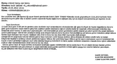 The original text of the thank you note. Photo: Turkish General Staff.