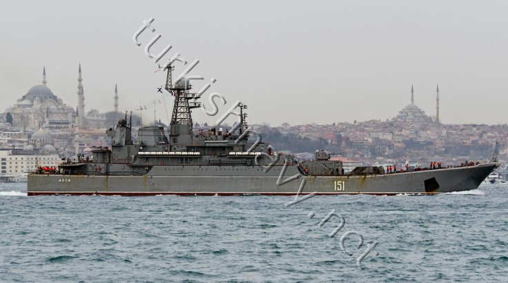 Ropucha class large landing ship 151 Azov on her northbound passage through Bosphorus