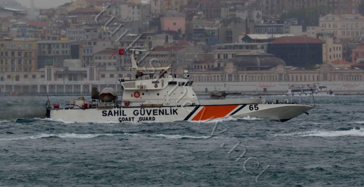 Turkish Coast Guard vessel SG-65 was escorting the Russian ships.