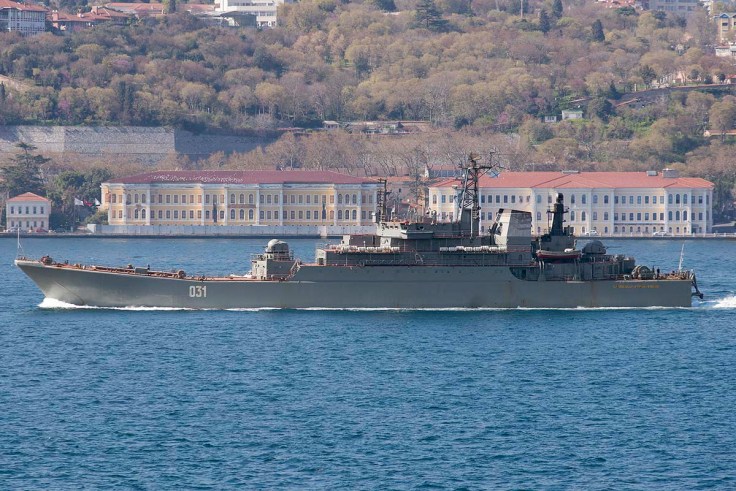 The fully loaded Russian landing ship Alexander Otrakovsky, heading to Mediterranean.